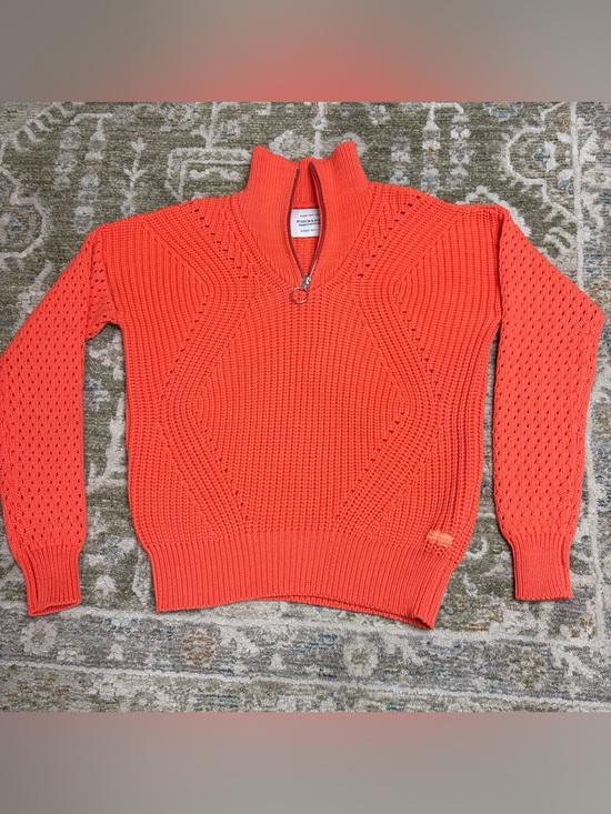Scotch & Soda Jackets & Blazers - Scotch & Soda Coral Orange Quarter-Zip Knit Pullover Size S